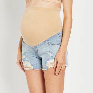 jessica simpson secret fit belly destructed maternity shorts